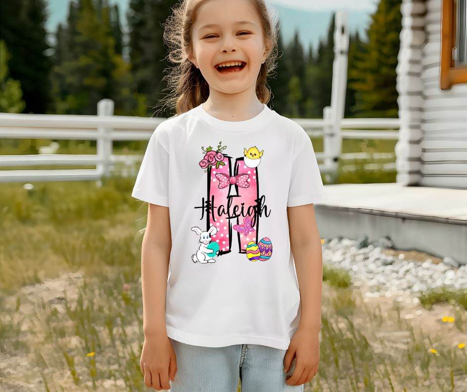 Personalized Easter Letter Shirt | Custom Easter Name Tee | Easter Bunny Shirt
