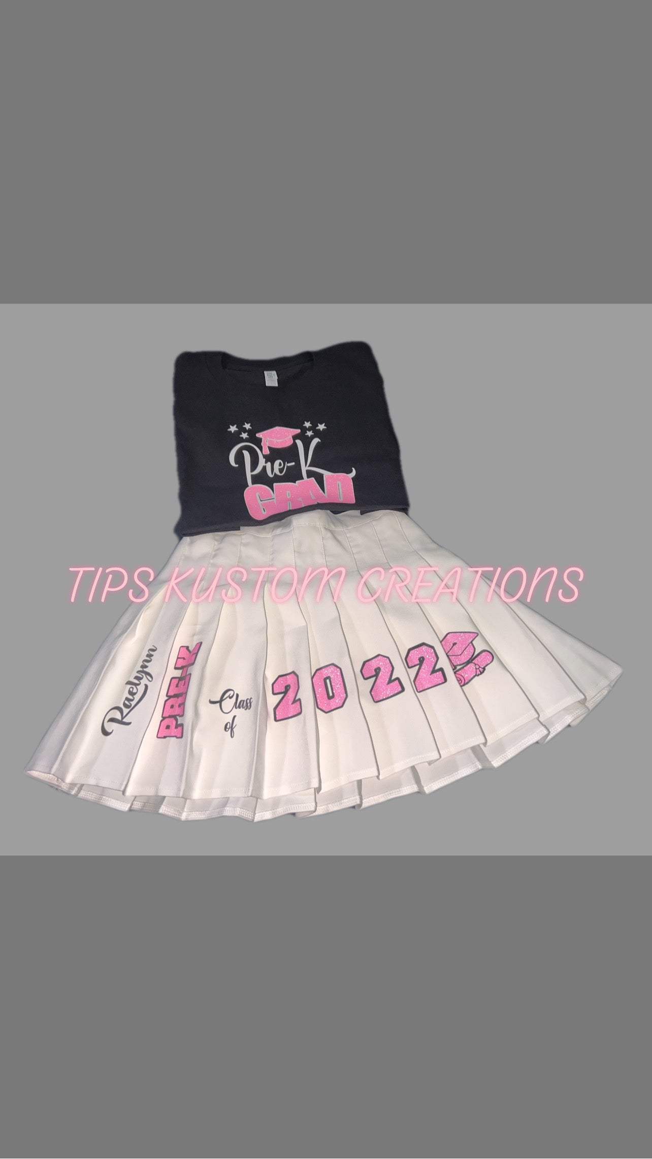 Girl's Graduation Pleated Skirt SetCalling all graduates!!! Represent your class in style and stand out among the rest!!!! No Class does it better than you!!!!Outfit can be designed with any color of