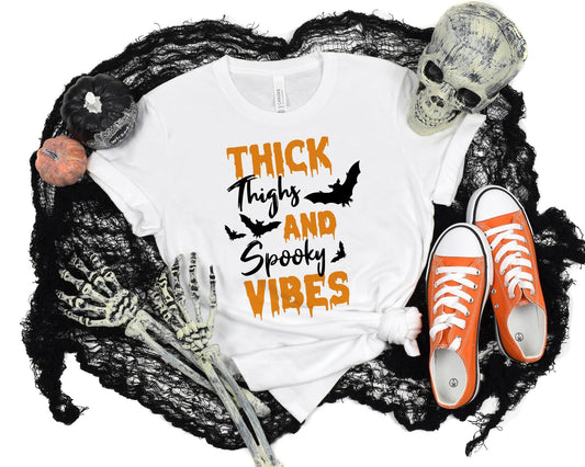 “Thick Thighs and Spooky Vibes” Halloween Shirt 🎃👻