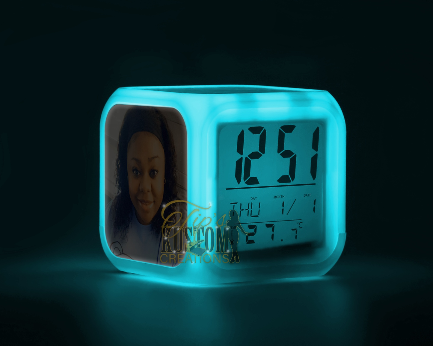 Personalized Alarm Clock Cube - 7 Color Changing LED Digital Alarm Clock